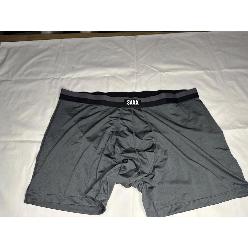 SAXX Mens Sport Mesh Breathable Boxer Brief  Ballpark Pouch Navy Size XXL